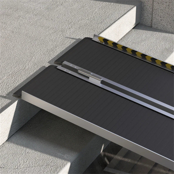 8FT Foldable Threshold Ramp with Non-Slip Surface, Wheelchair Ramp, Aluminum Handicap Ramp