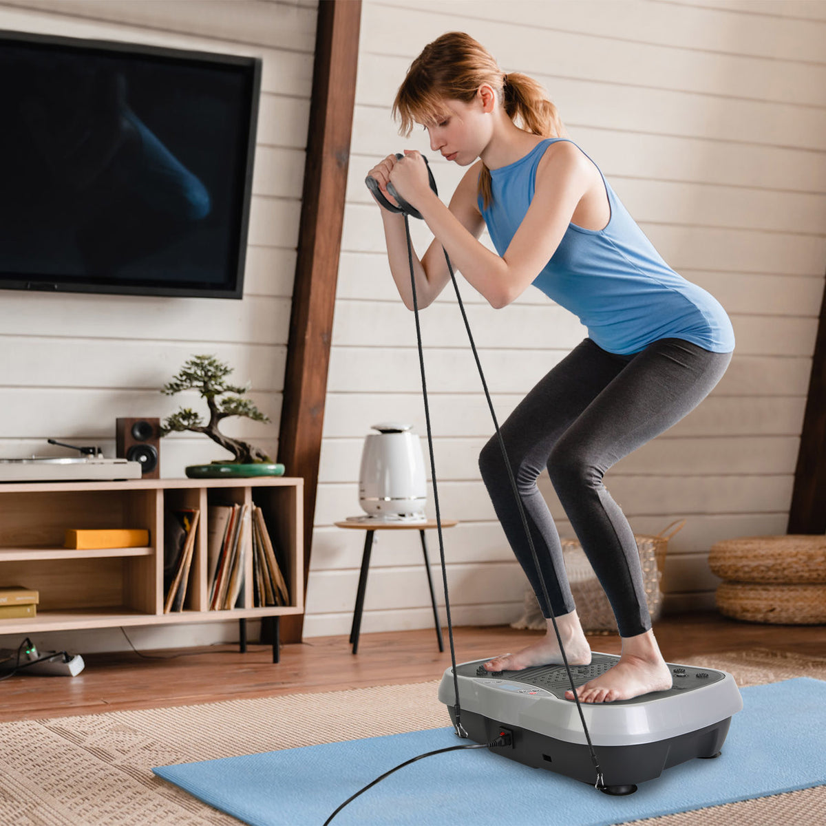 Vibration Plate Exercise Machine With Resistant Bands / Remote Control