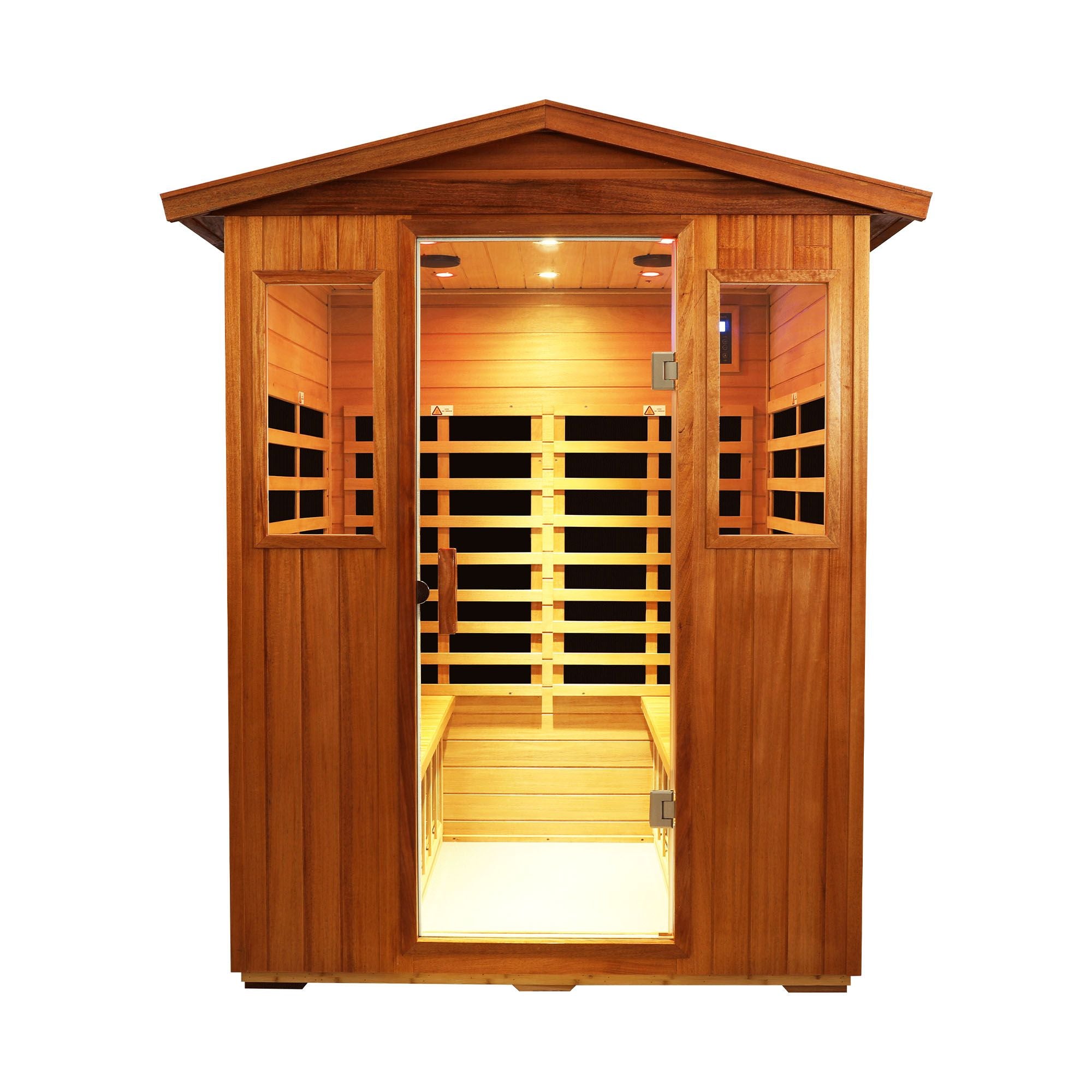 Outdoor Khaya wood four person far infrared sauna room