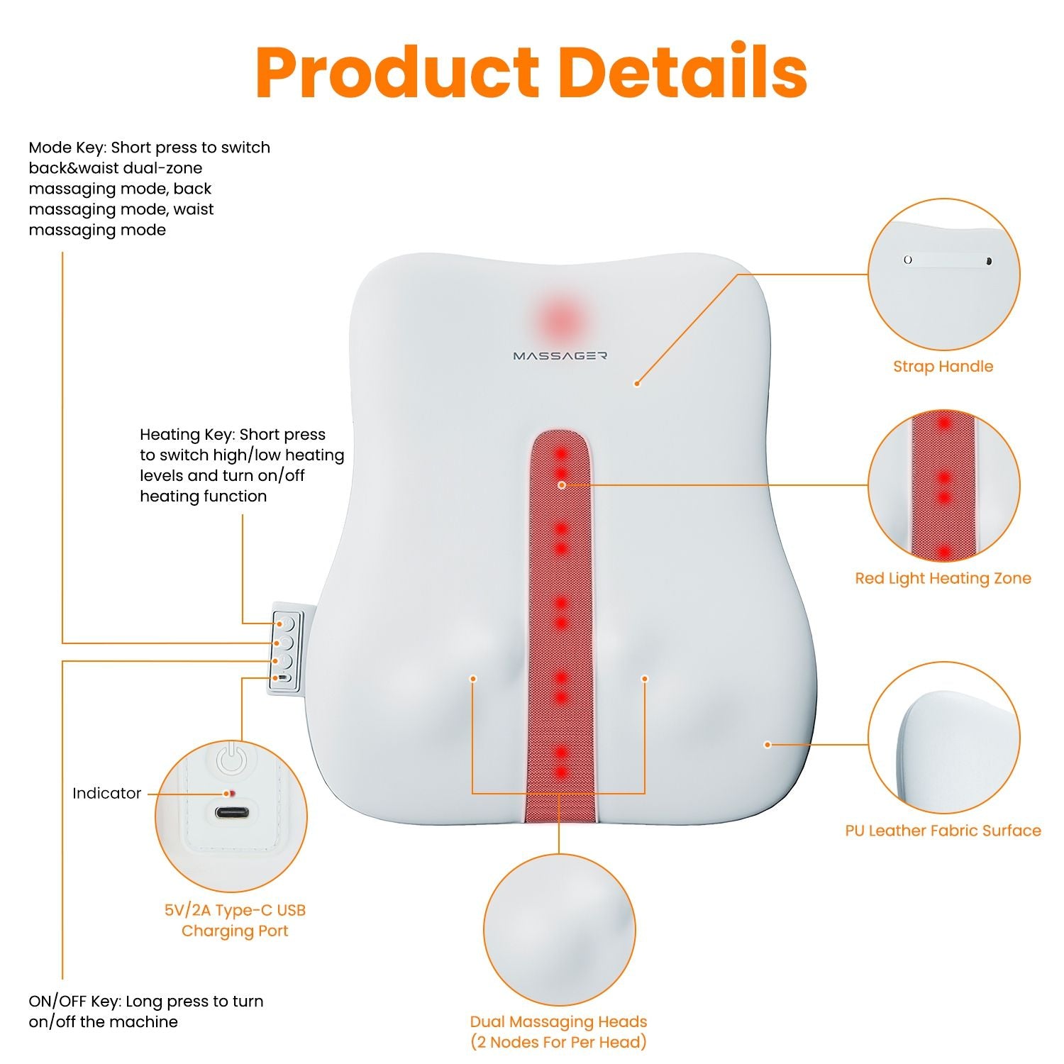3D Deep Tissue Kneading Shiatsu Back Massager Massager Pillow * Back Shoulder Waist Lumbar