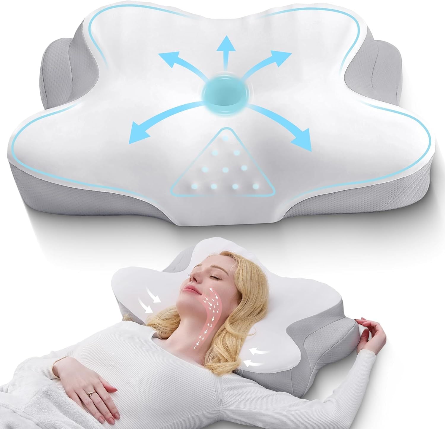 Ergonomic Cervical Neck Memory Foam Pillow with Massage Nodes Pillow for Sleeping