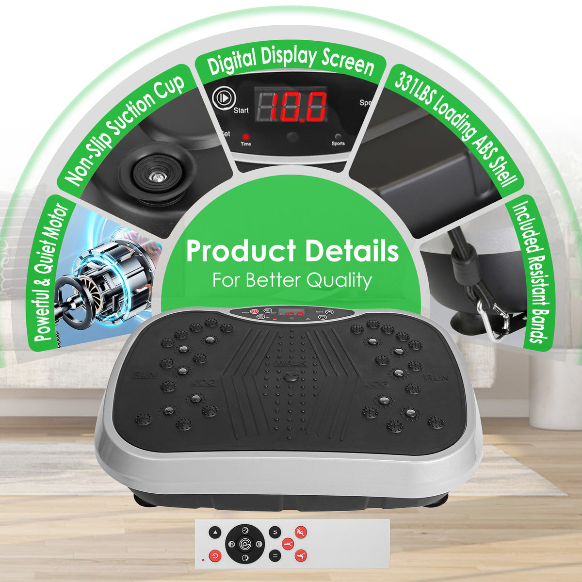 Vibration Plate Exercise Machine With Resistant Bands / Remote Control