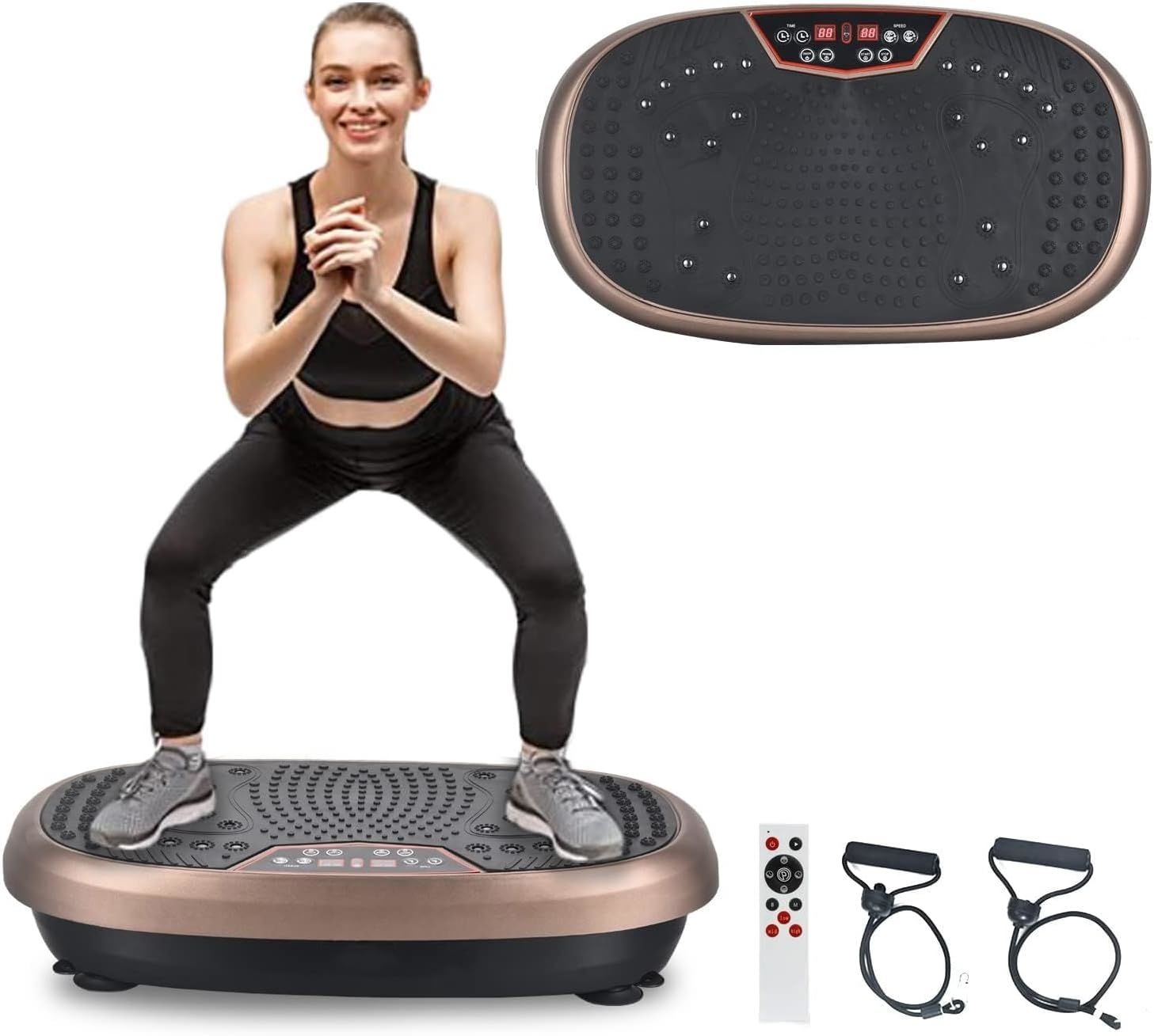 FitMax 3D XL Vibration Plate Exercise Machine - Whole Body Workout Vibration Platform w/Loop Bands