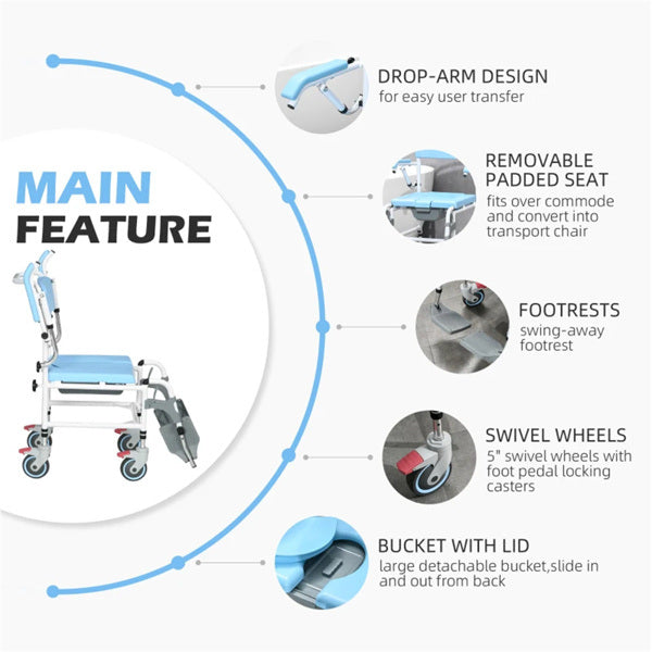 Rolling Bathroom / Shower Wheelchair