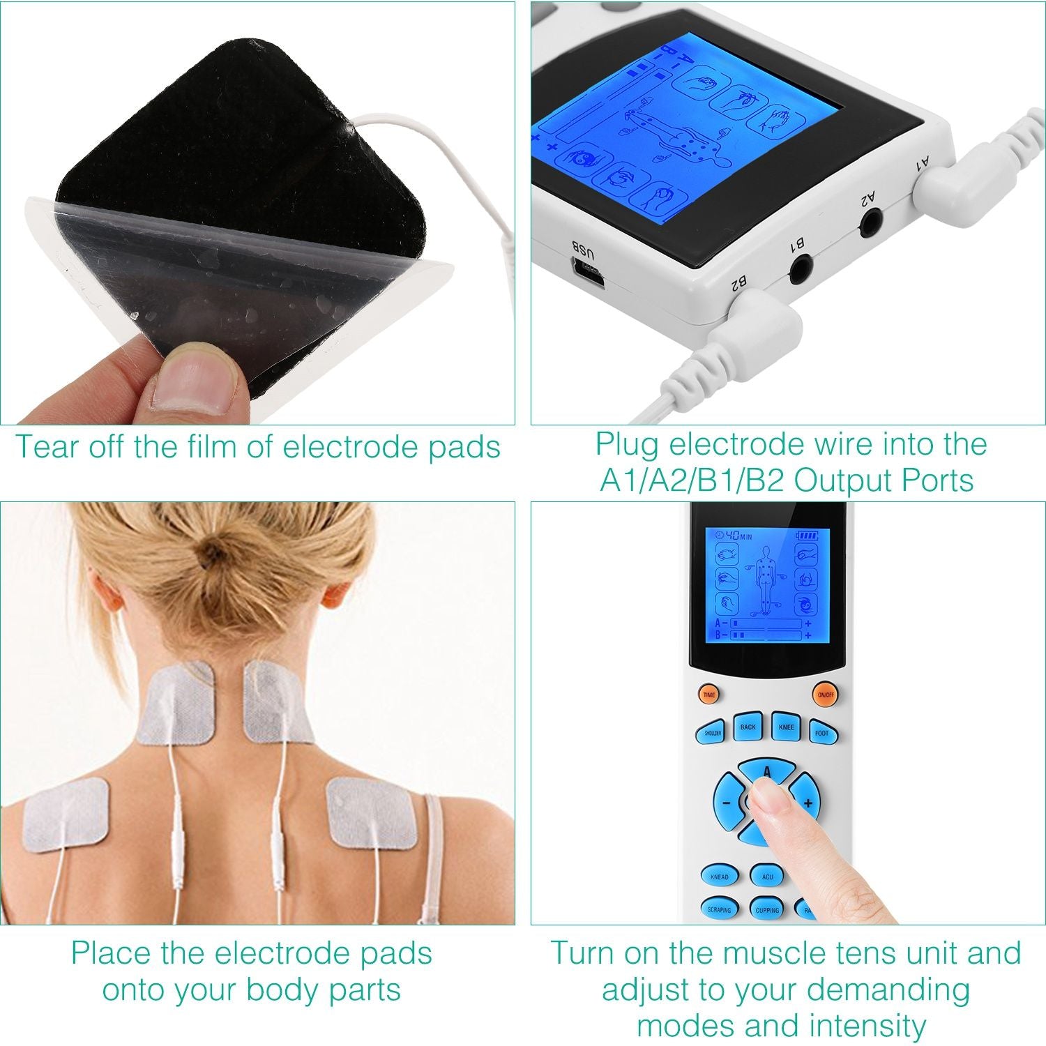 Tens Unit Machine - 10 Modes Pain Relief Body Massager Machine / Muscle Stimulator
