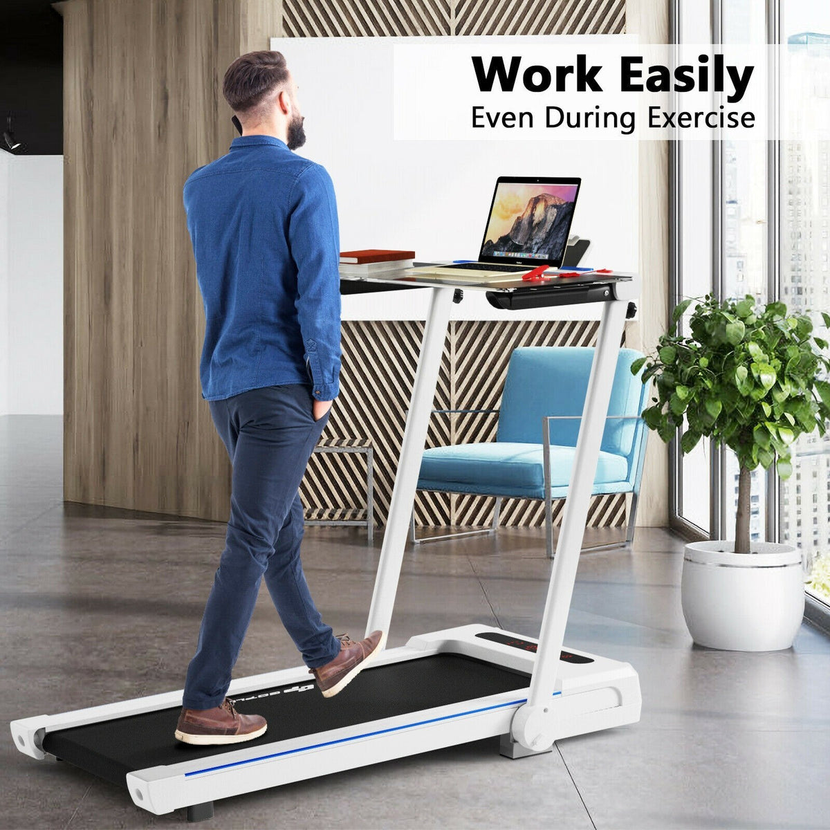 Folding Treadmill Running Machine with Table Speaker Remote