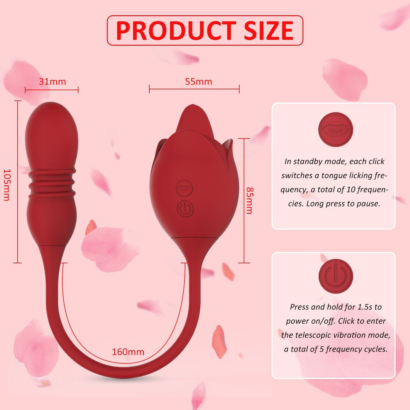 Dildo Vibrator - 2 in1 Sex Stimulator for Women with 9 Tongue Licking & Thrusting Dildo -  G Spot Vibrators