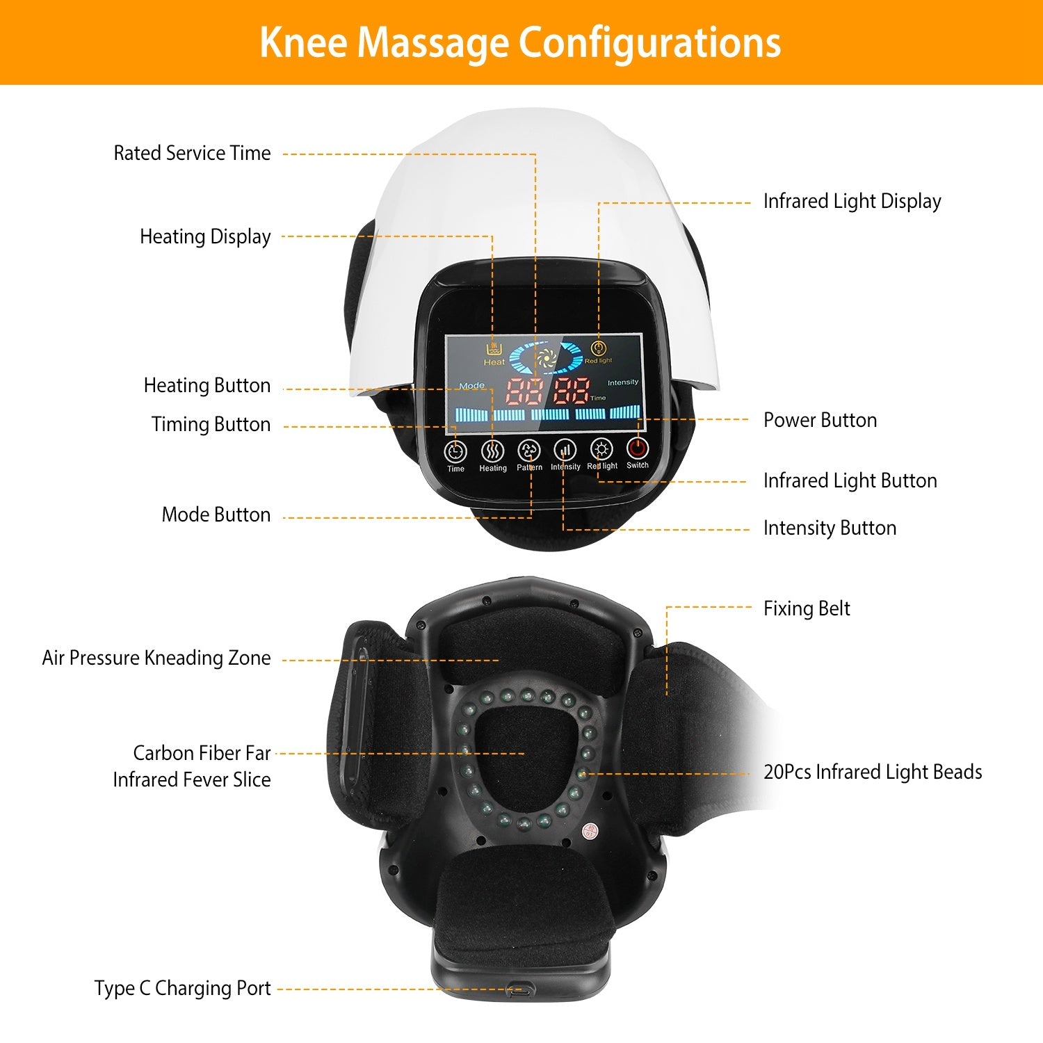 Knee Massager. Infrared Heat Pain Relief Therapy.