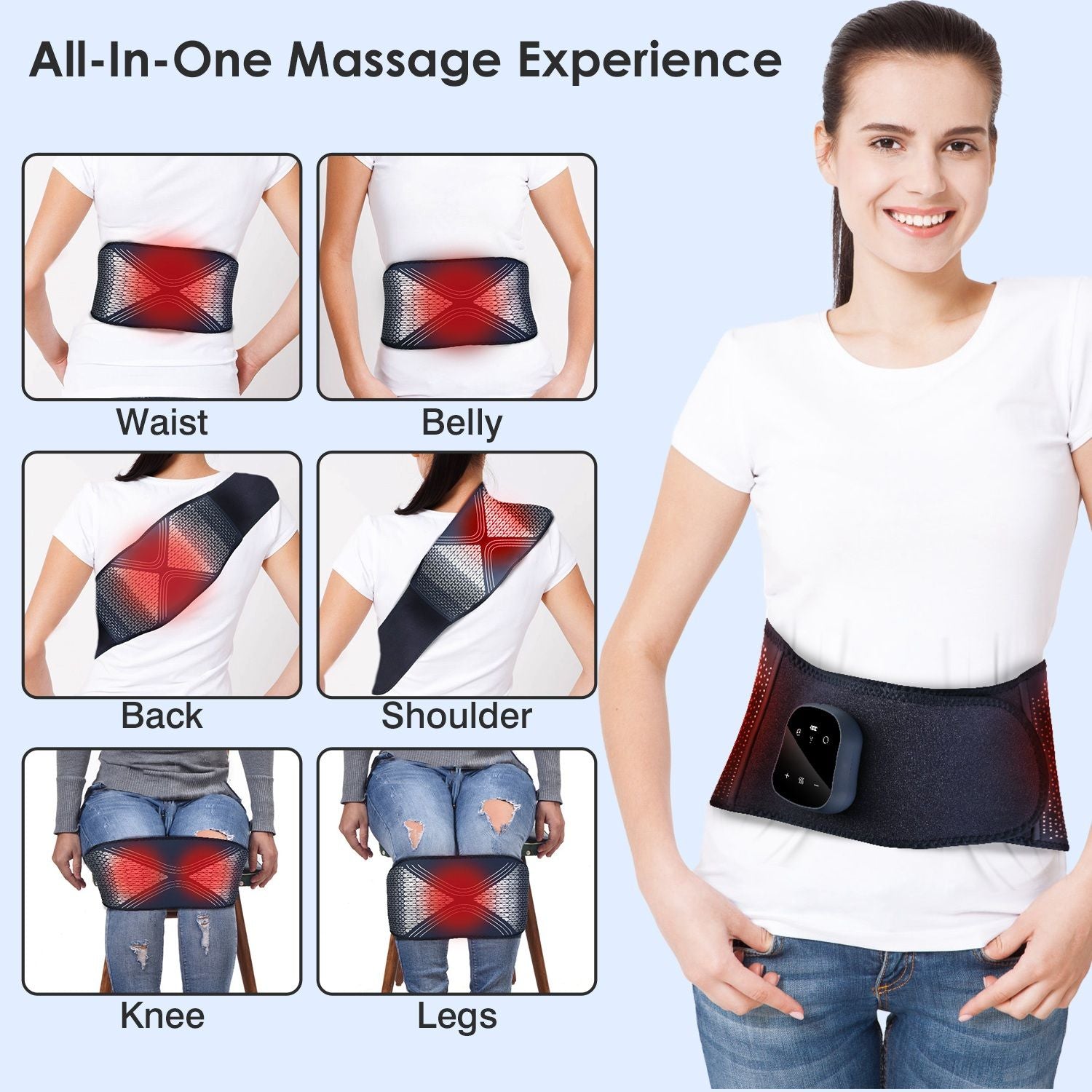 Lower Back Massager Heating Pad - Back, Belly, Waist, and Shoulder Pain Relief
