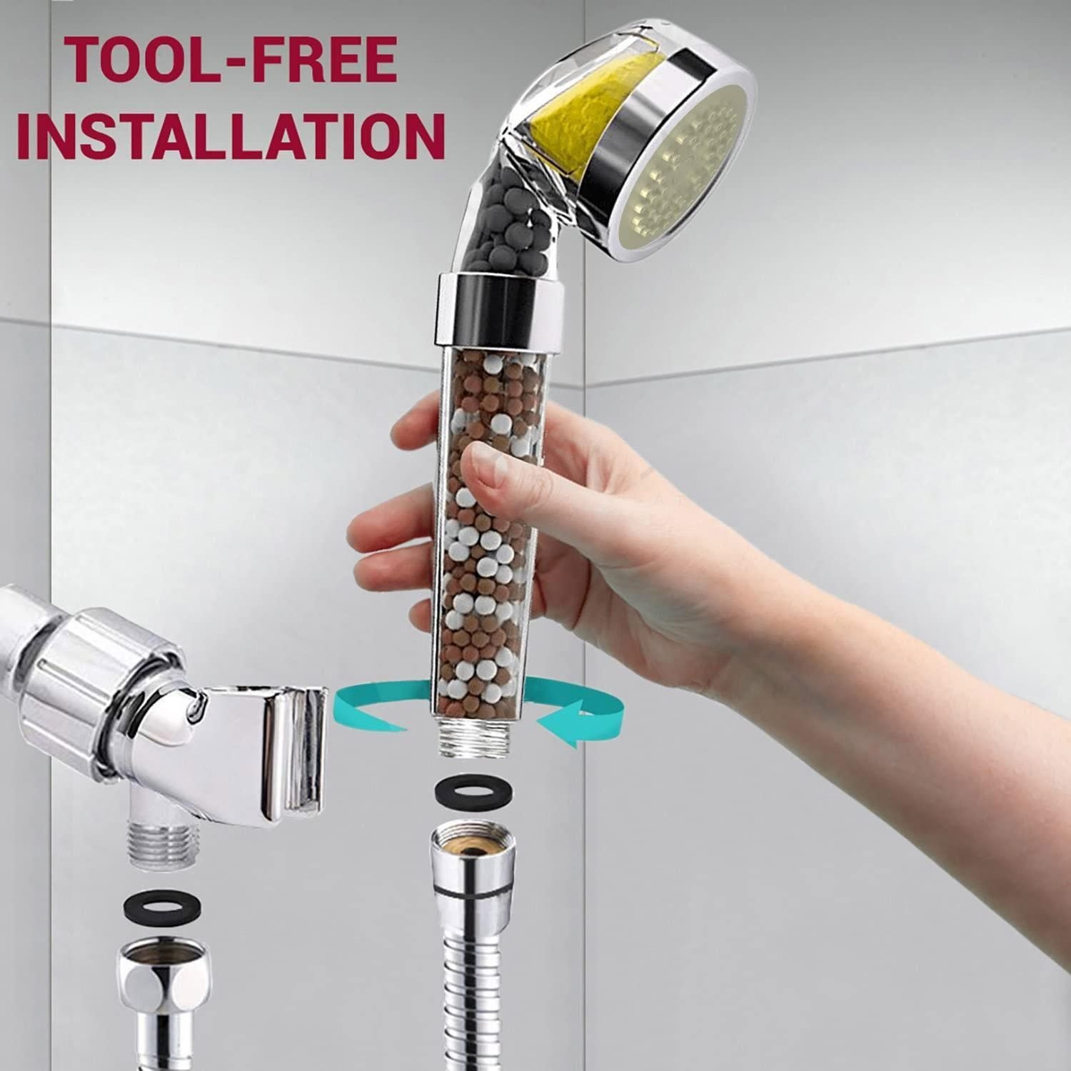 Vitamin C Shower Head Filter with Hose & Replacement Filters
