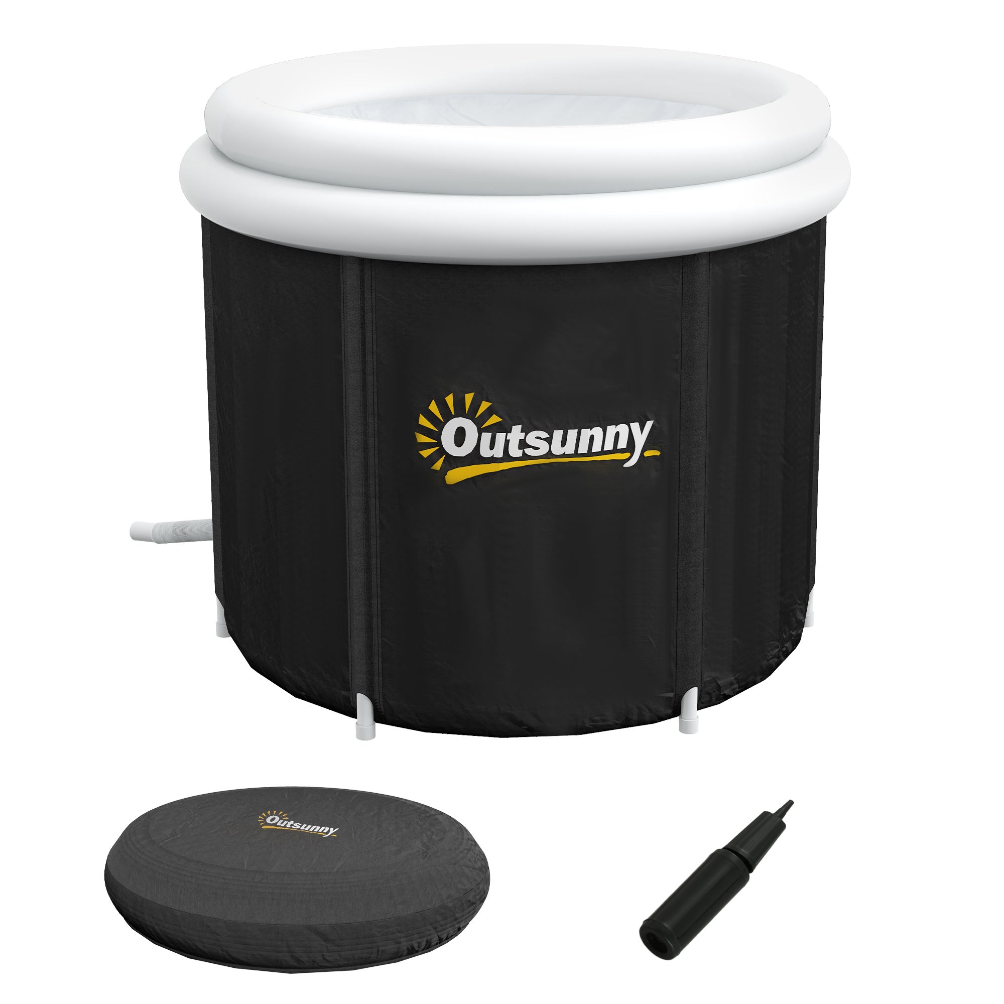 Outsunny Portable Ice Bath Tub, Cold Plunge Tub with Thermo Lid, Cover and Carry Bag - Black