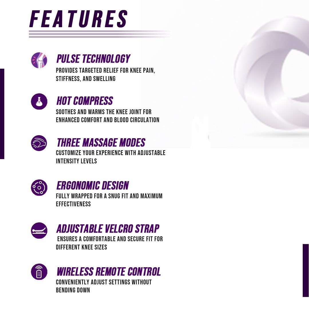 Electric Smart Knee Massage Wrap with Pulse Technology and Heat Compress