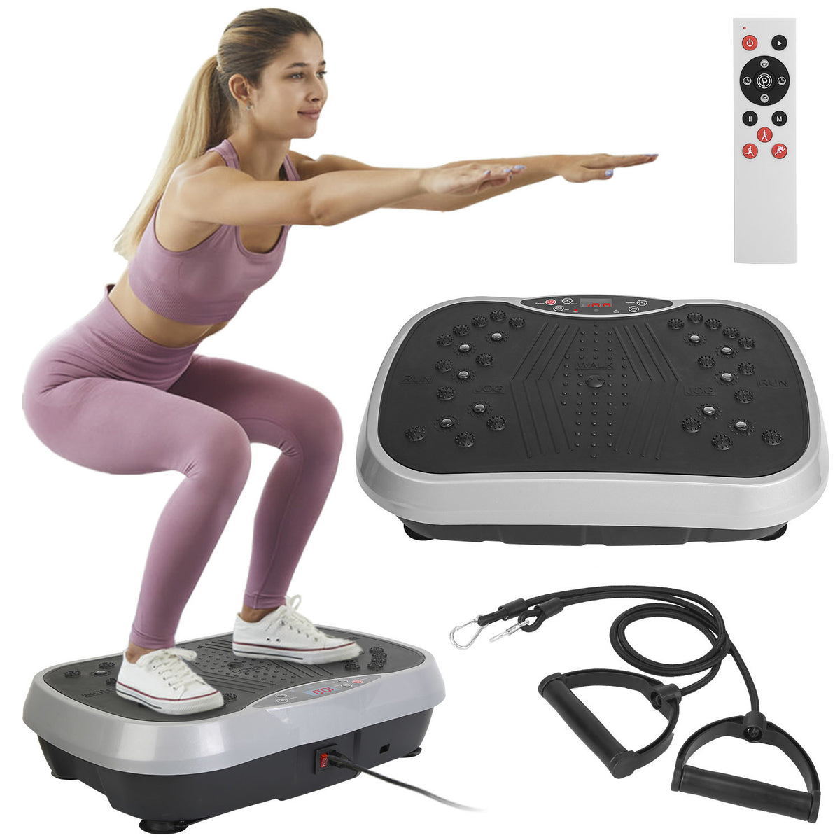 Vibration Plate Exercise Machine With Resistant Bands / Remote Control