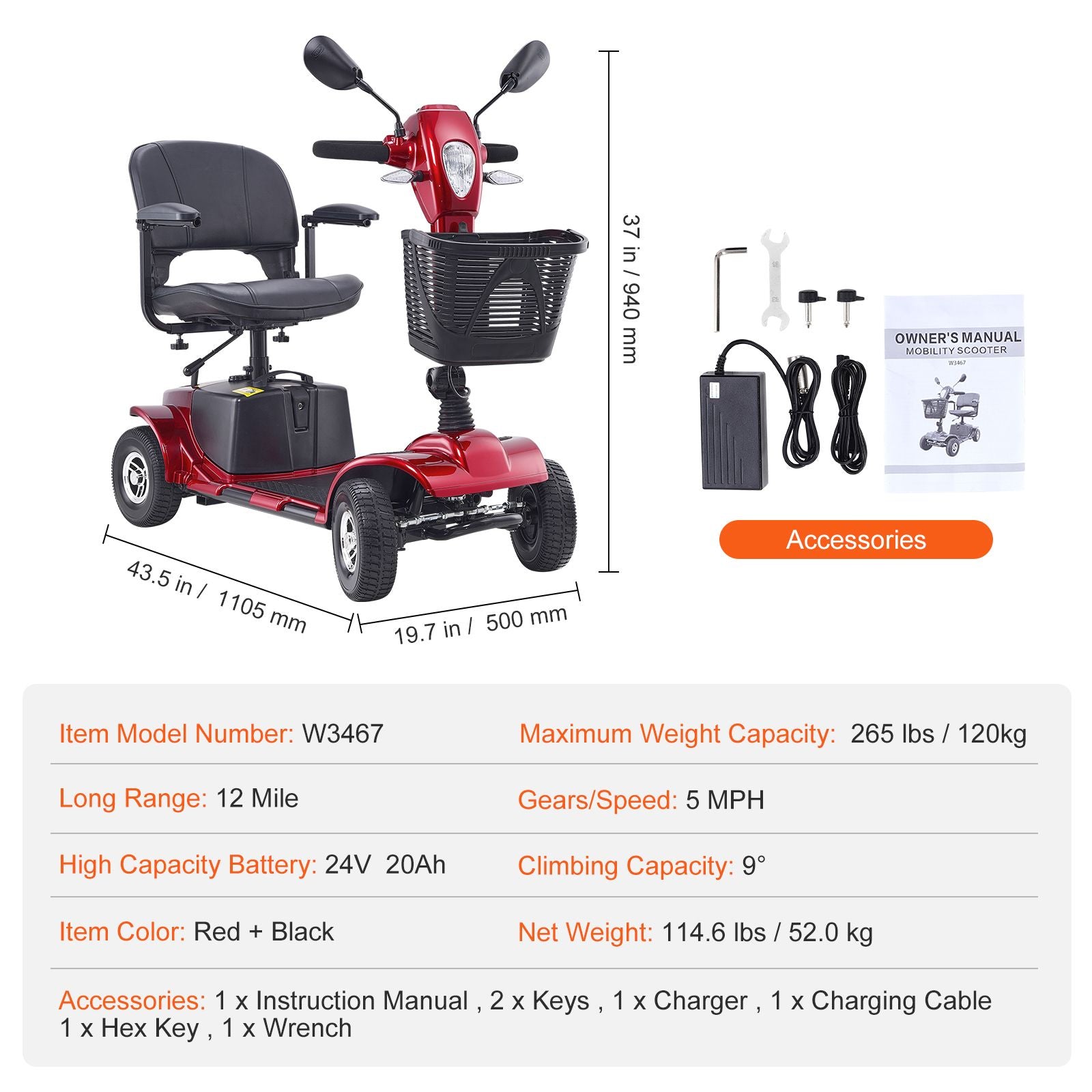 Heavy-Duty 4 Wheel Folding Electric Powered Mobility for Adults & Seniors