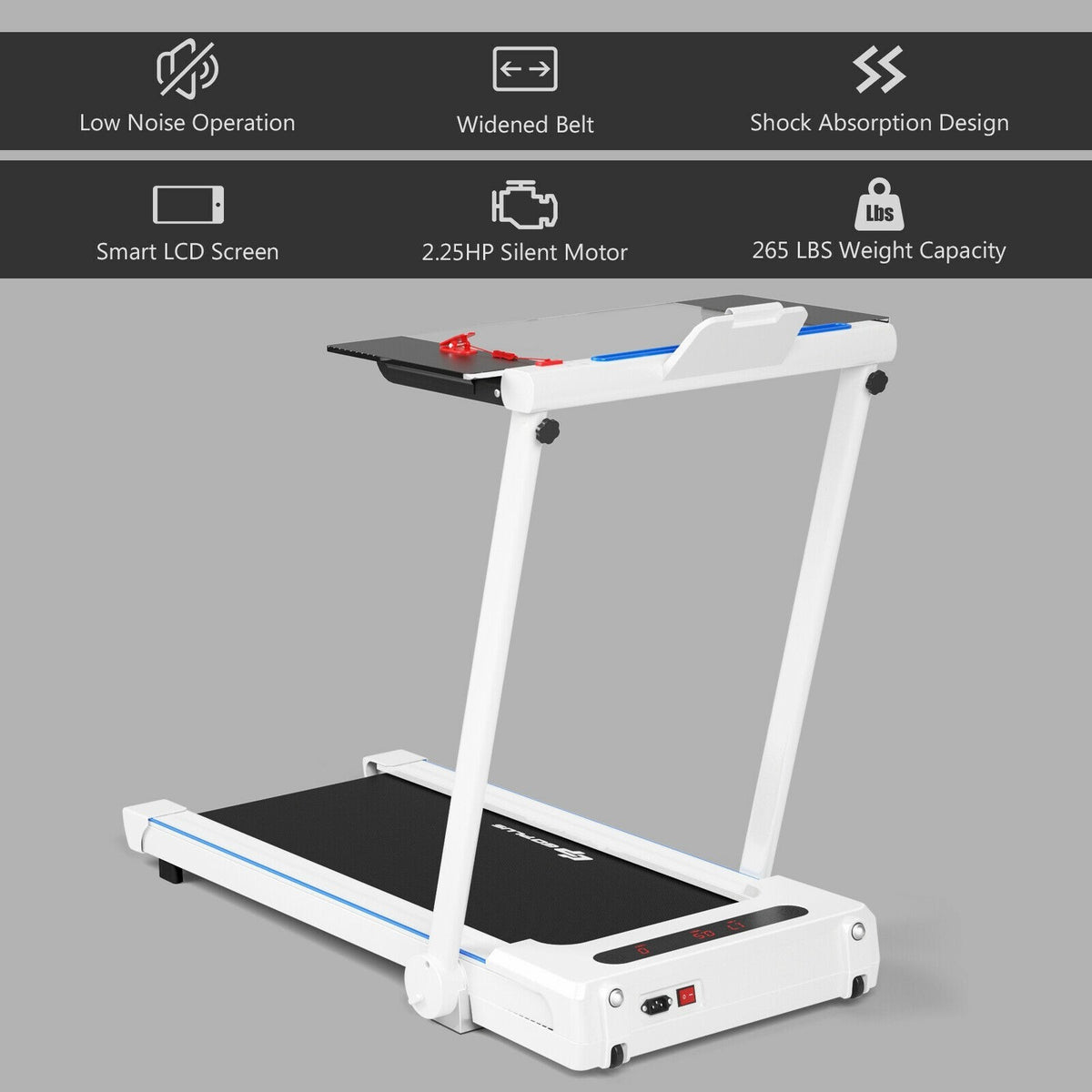 Folding Treadmill Running Machine with Table Speaker Remote