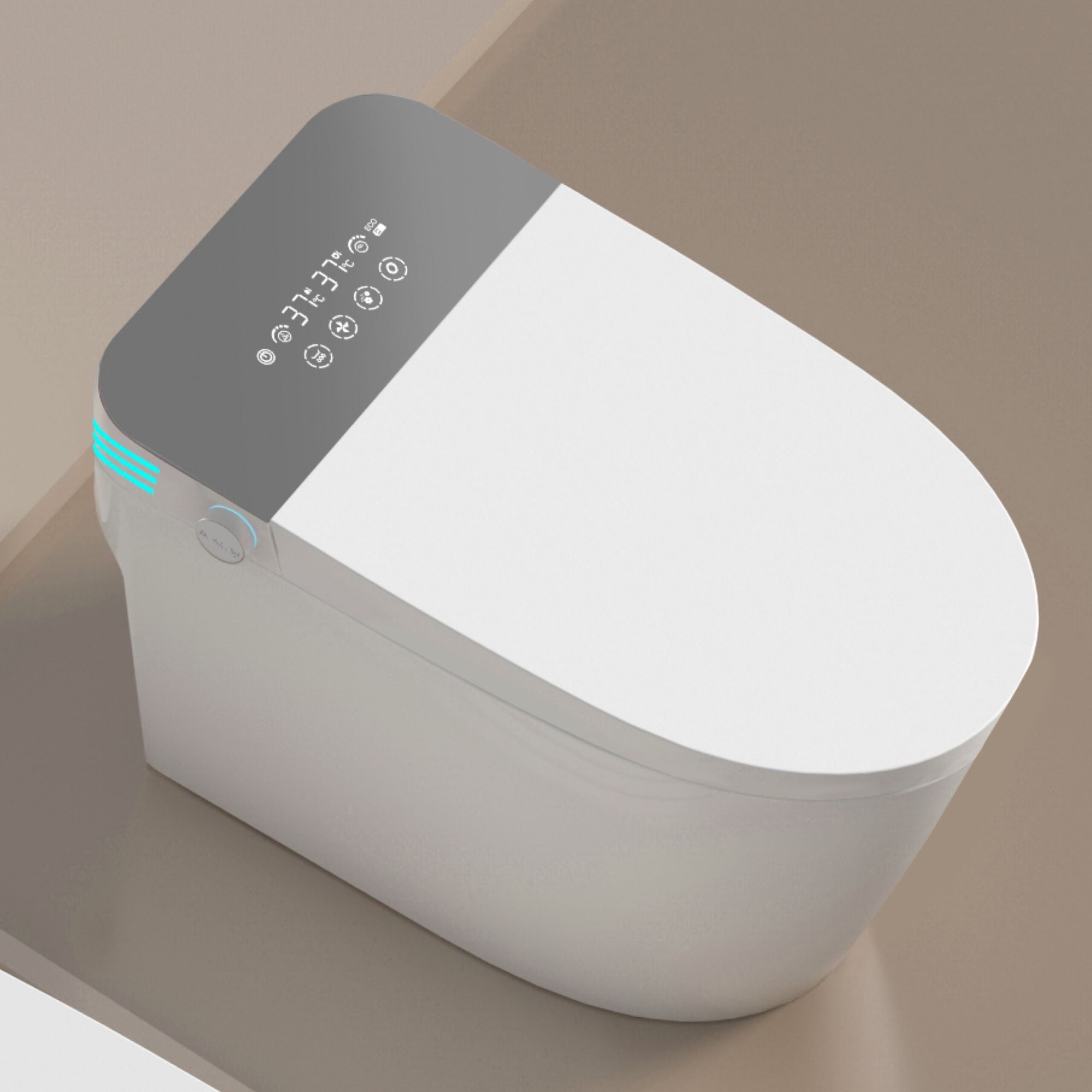 Smart Toilet with Voice Control and Bubble Shield, Heated Bidet Seat, Warm Air Dryer