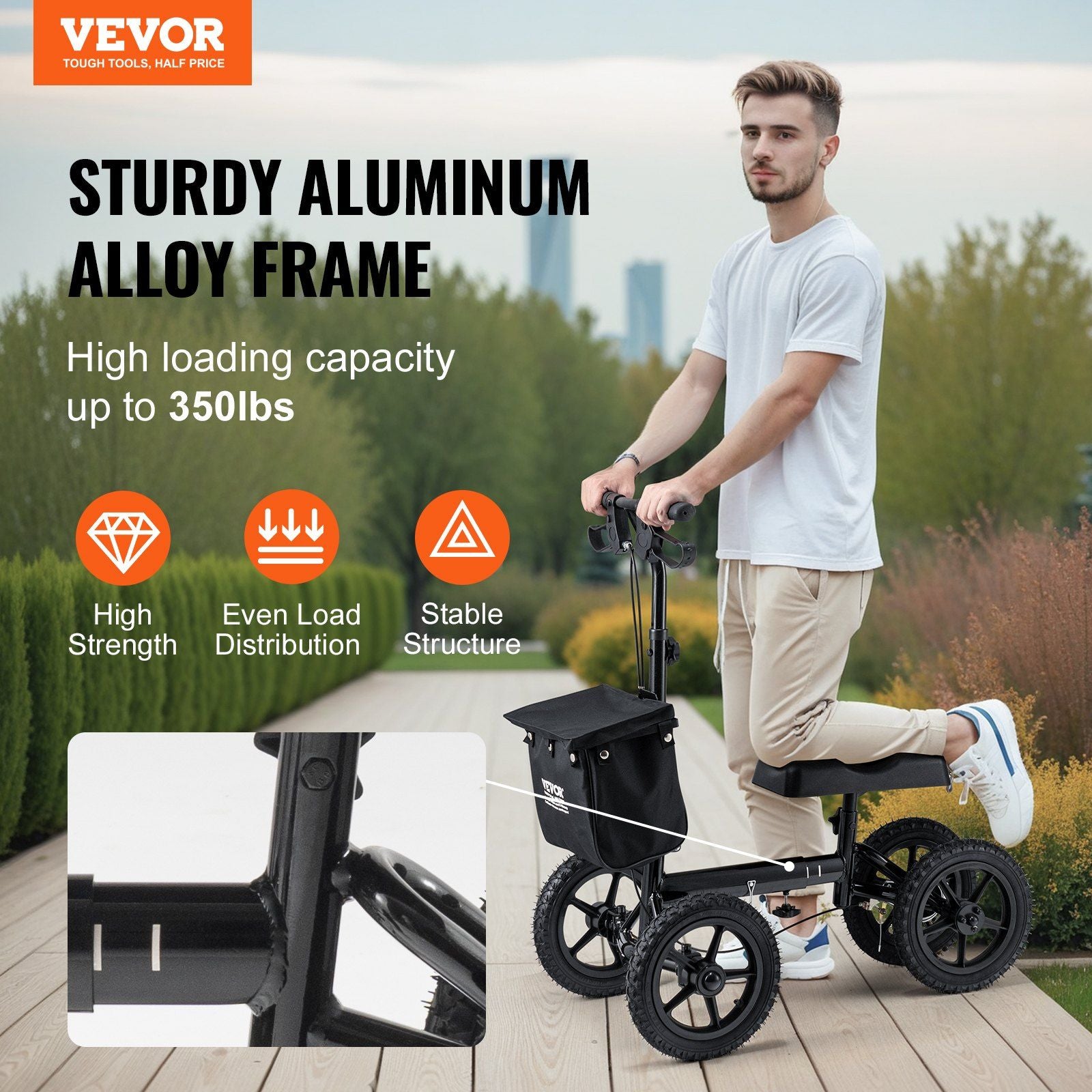Aluminum Steerable Folding Knee Walker