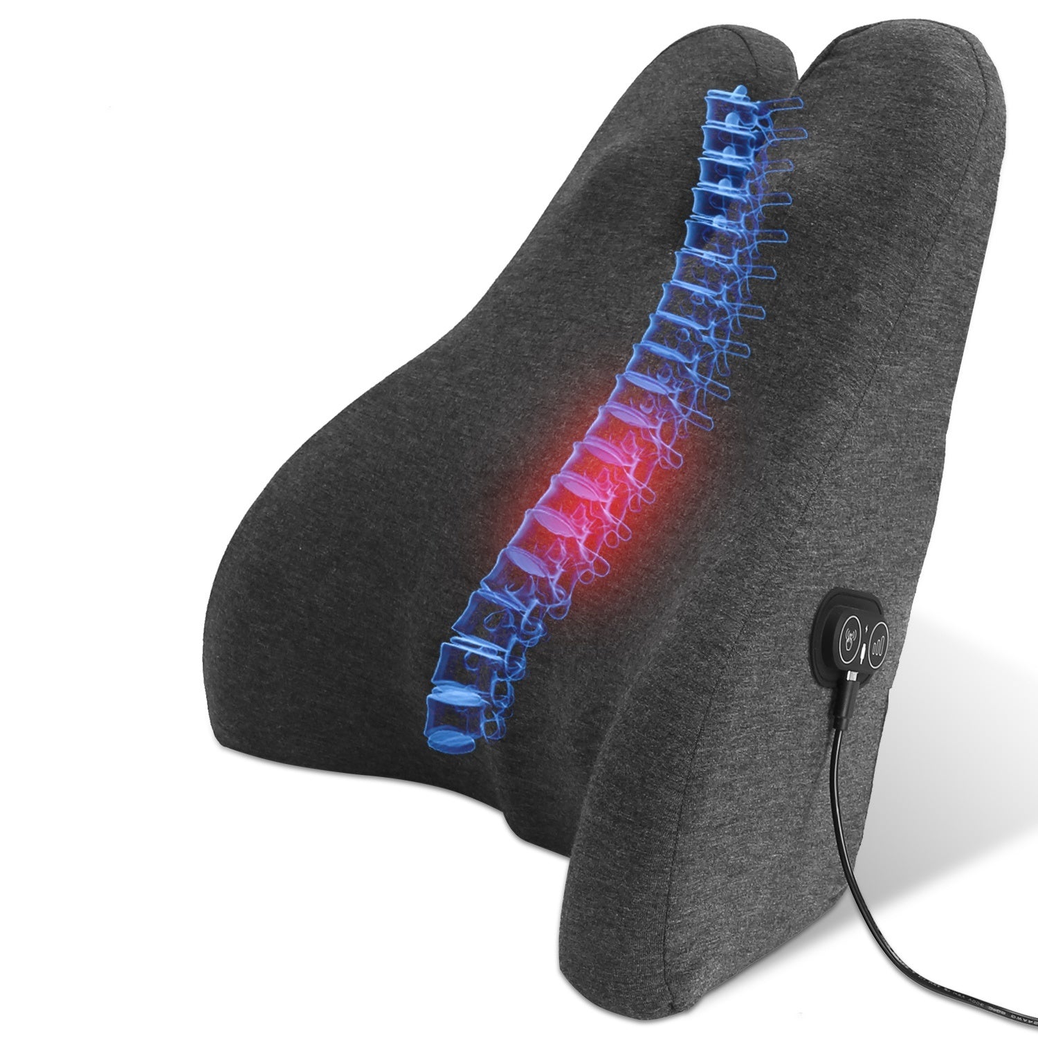 Back Support Cushion With Vibration. Lumbar Support Pillow.