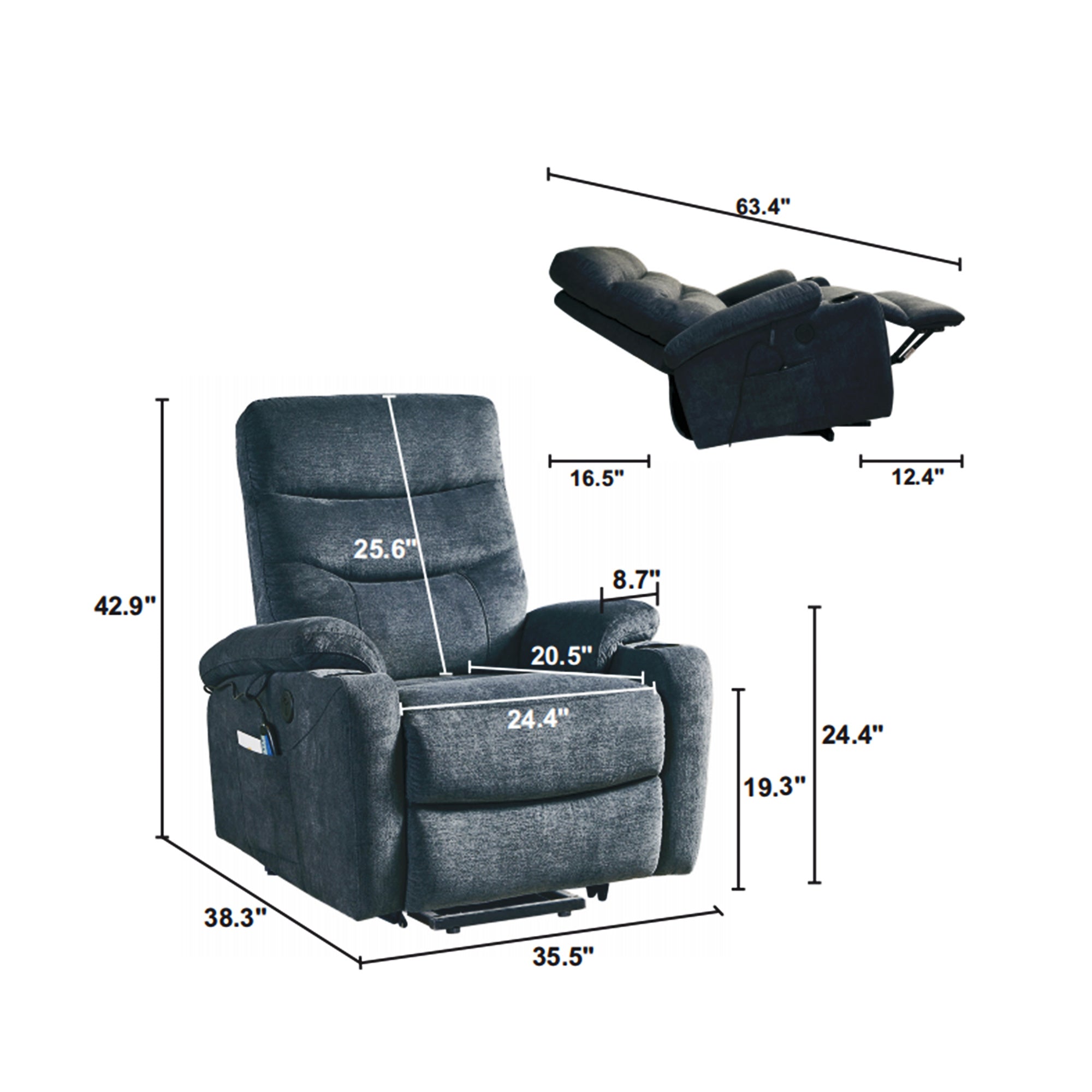 Stand up Easily Electric Power Lift Recliner Chair with Lumbar Heating and Massager