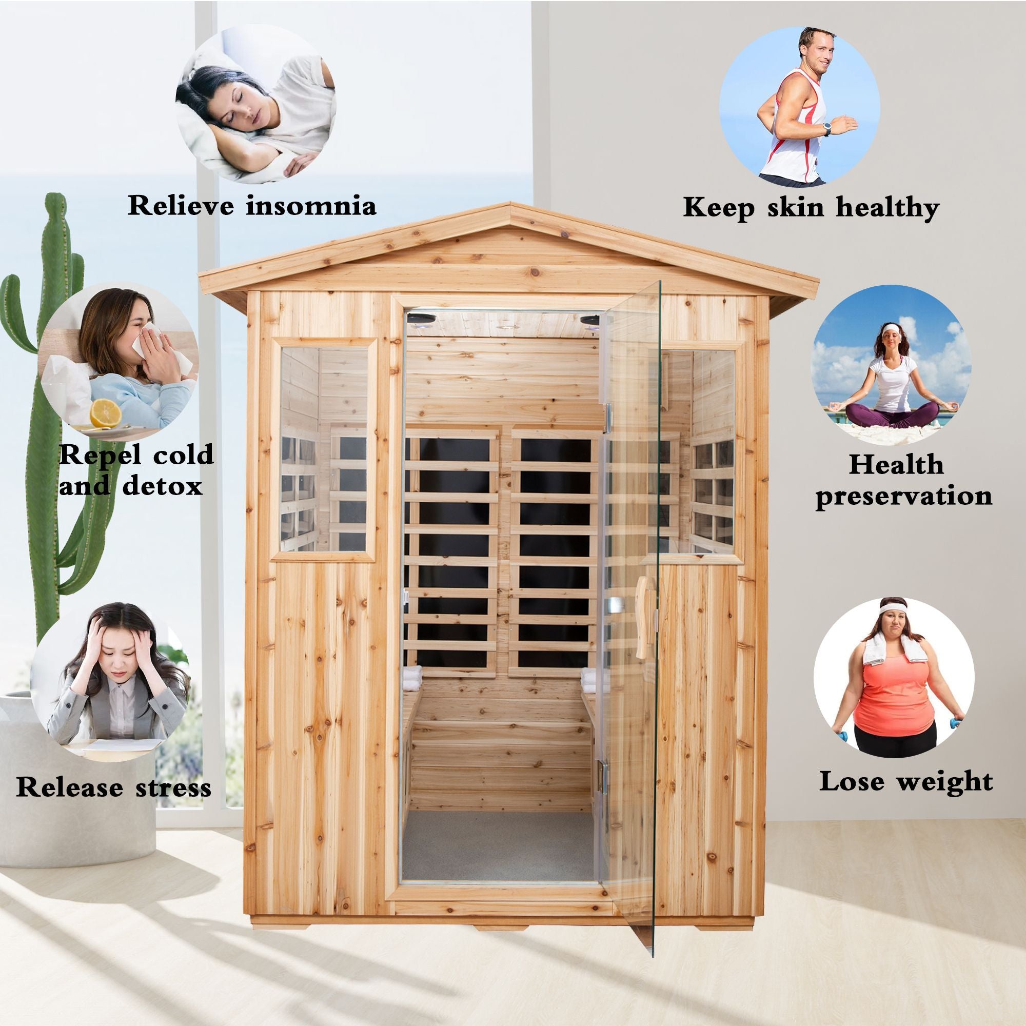 Four person Far-Infrared Outdoor Sauna Room