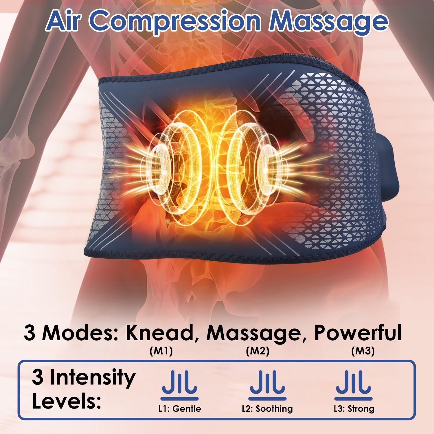 Lower Back Massager Heating Pad - Back, Belly, Waist, and Shoulder Pain Relief