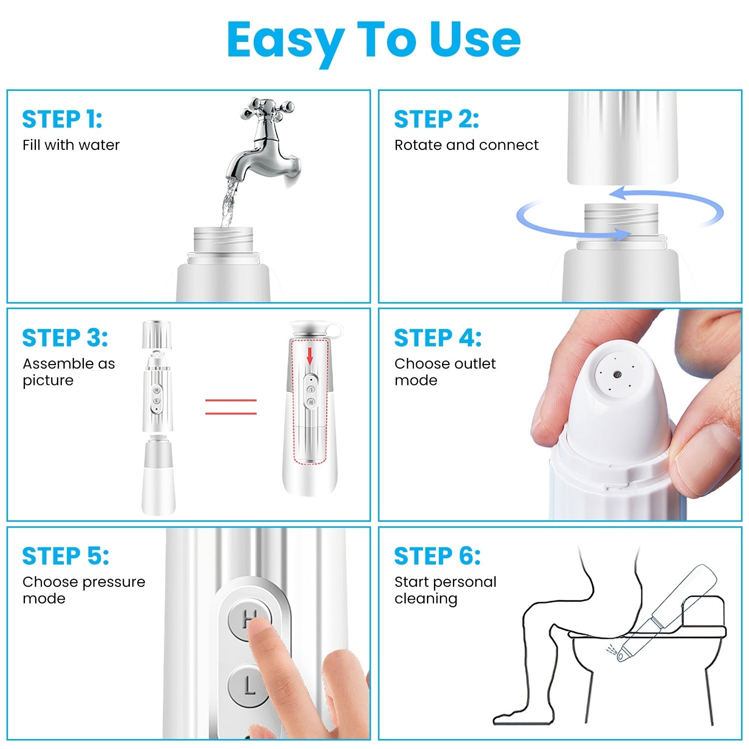 Portable Mini Bidet Sprayer. Electric Personal Toilet. Travel Bidet