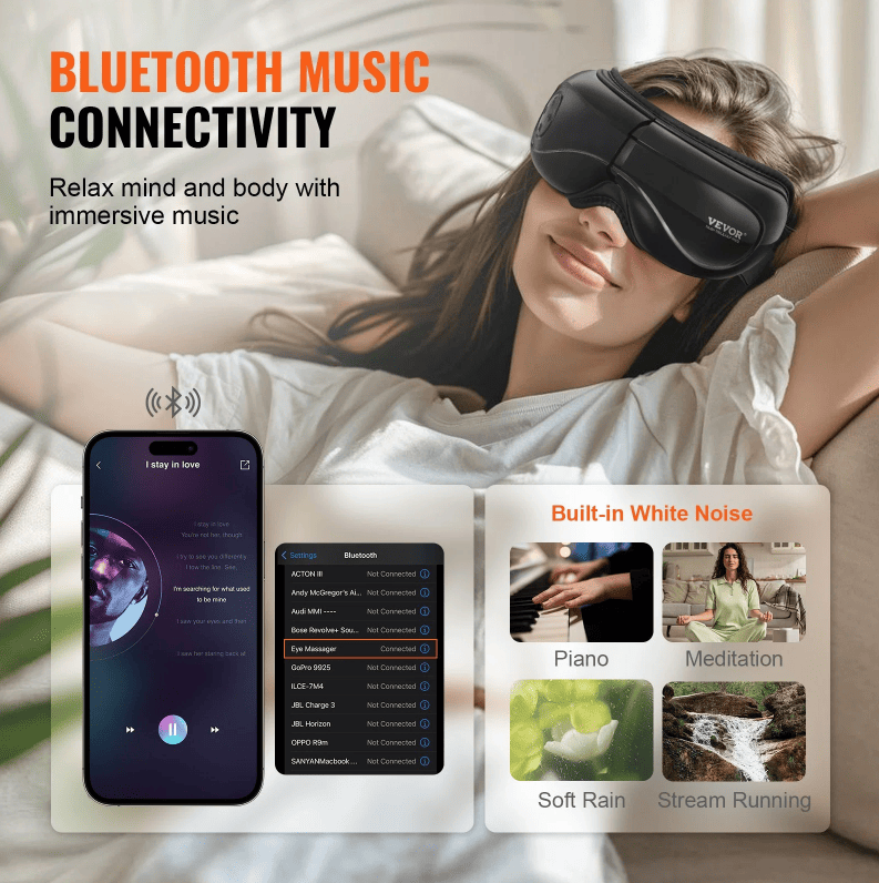 Heated Eye Massager - 5 Modes, Bluetooth Connectivity
