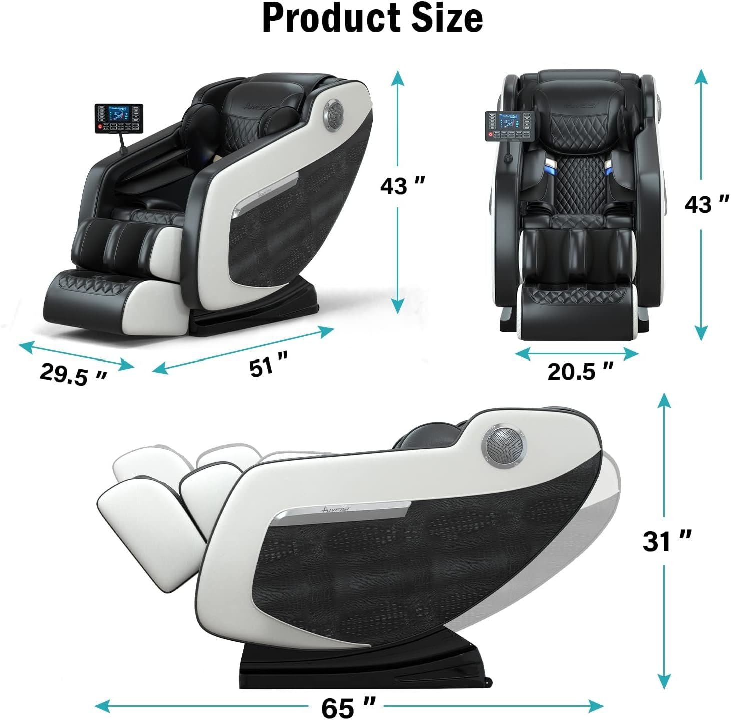 Massage chair, full body zero gravity recliner, with hip heating, foot massage and air massage system.