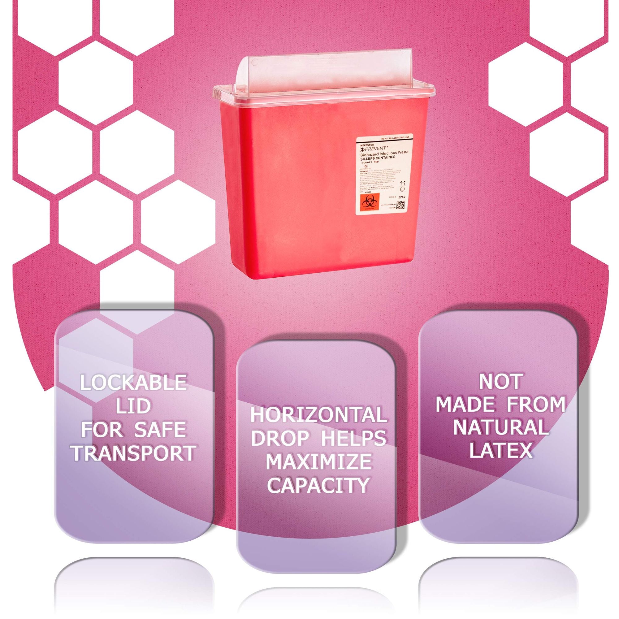 Pack of 5 Plastic Needle Disposal Containers - Biohazard Containers for Home Use