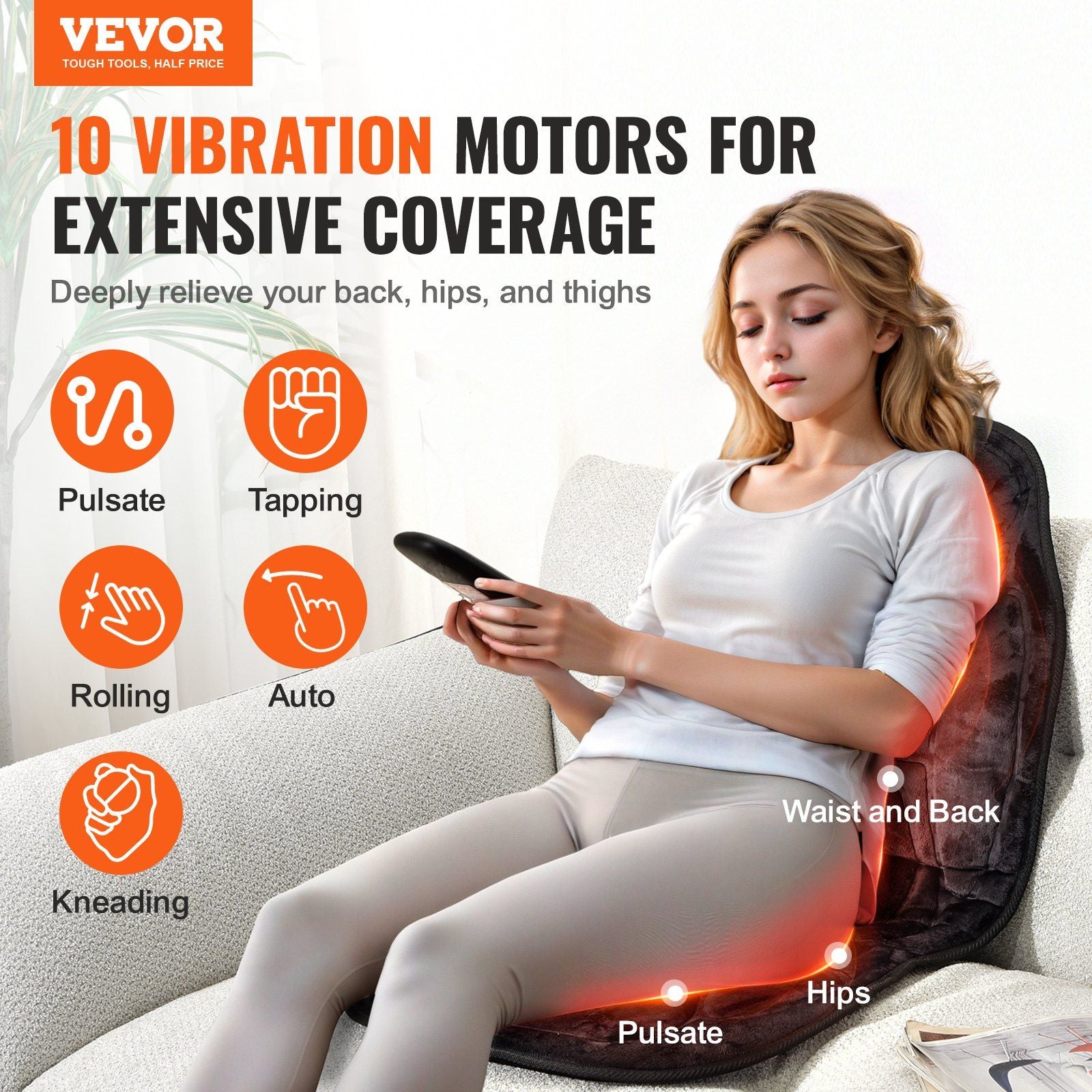 Heated Vibrating Massage Seat - Mat with 5 Modes & 4 Intensities