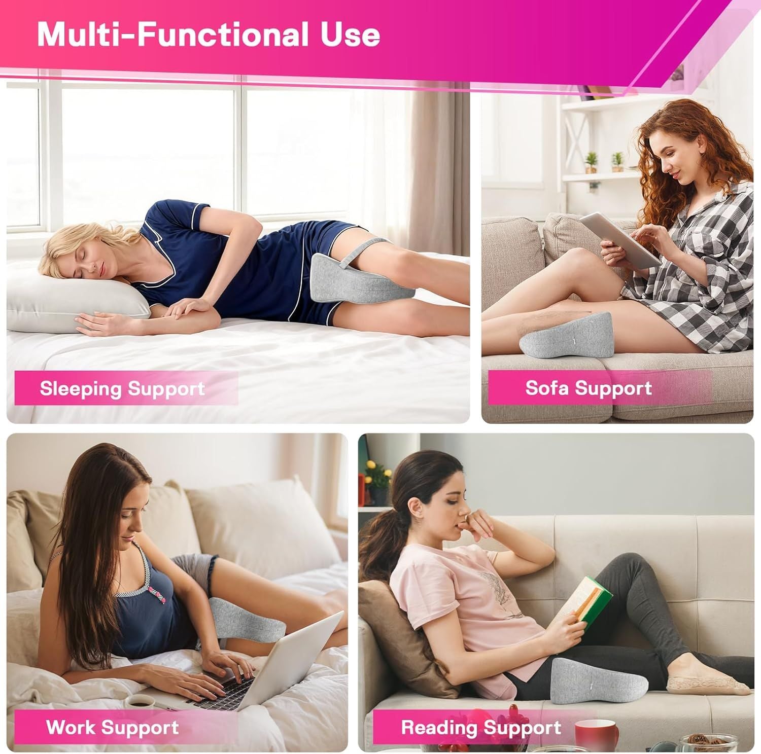 Smooth Spine Alignment / knee Memory Foam Pillow for Back Hip Pain, Spine Aligning, Sciatica, Surgery Recovery, Pregnancy