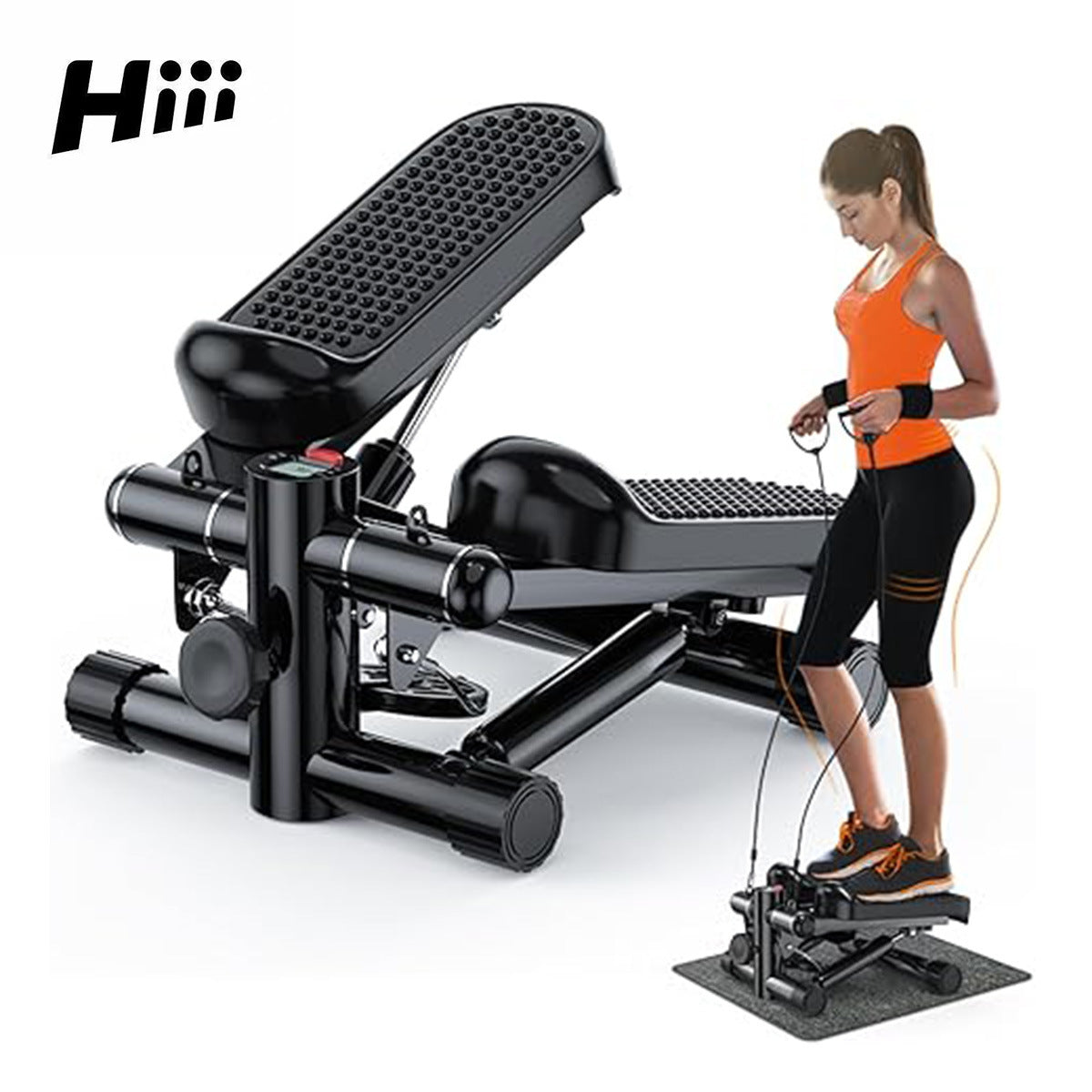 Workout Mini Stair Stepper with Resistance Bands. 330 Lb. Capacity