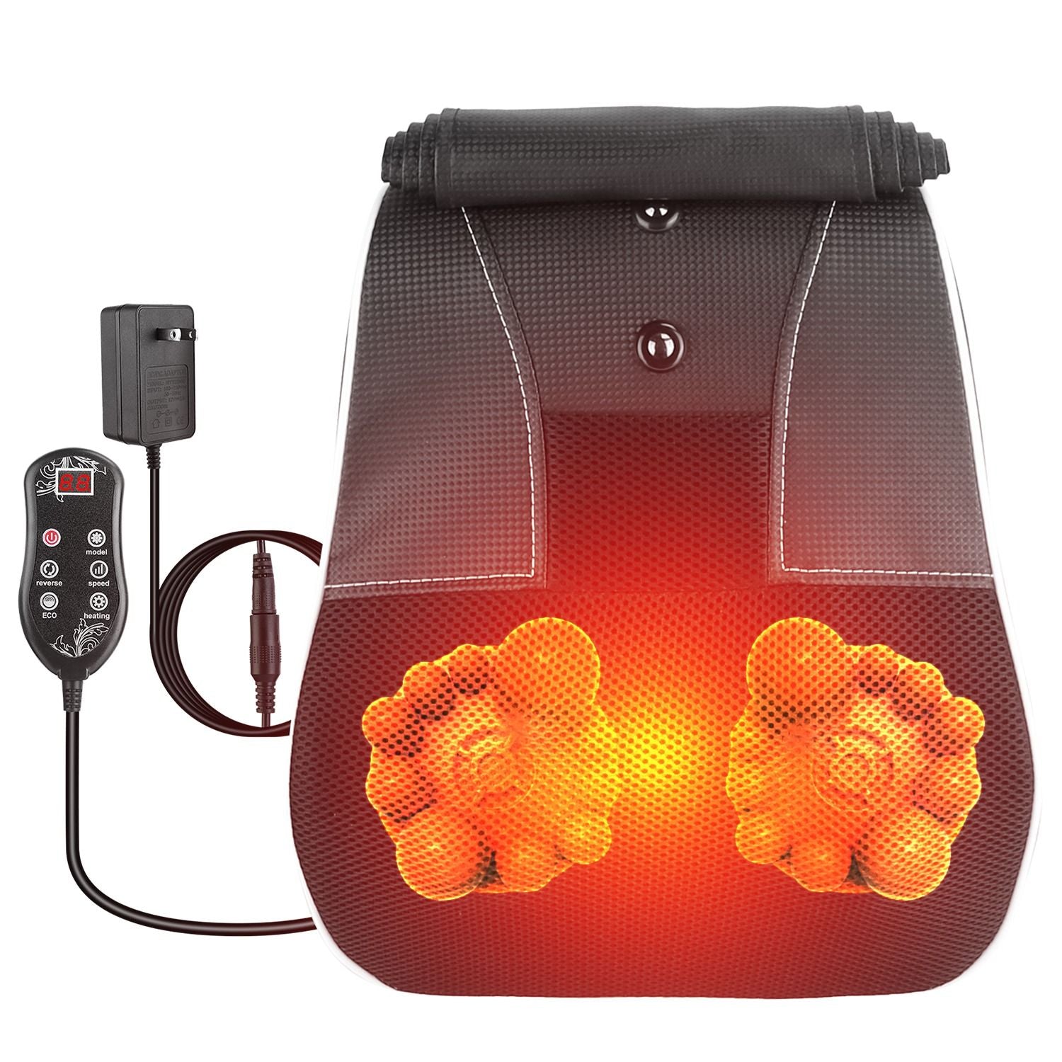 Back Massager with Heat 3D Kneading Massage Pillow