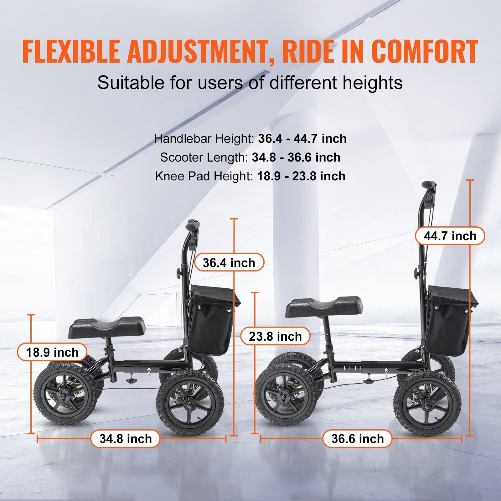 Aluminum Steerable Folding Knee Walker