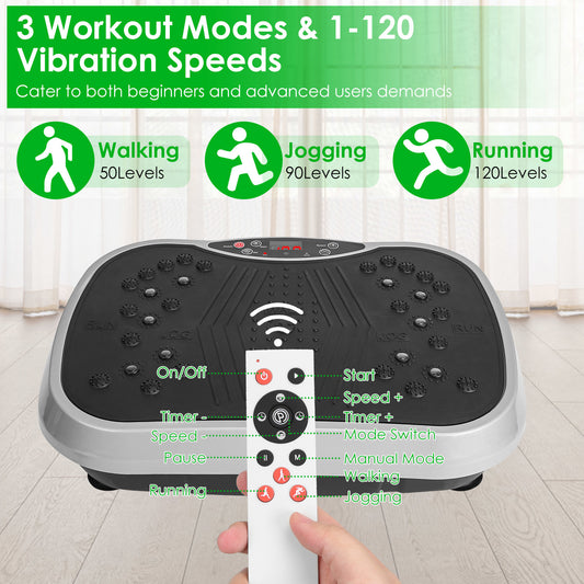 Vibration Plate Exercise Machine With Resistant Bands / Remote Control