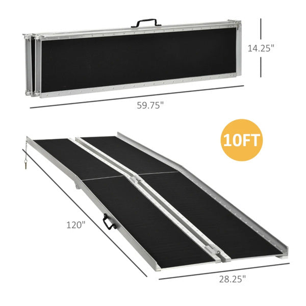 10' Threshold Portable Wheelchair Ramp - Carpeted Foldable Handicap Ramp