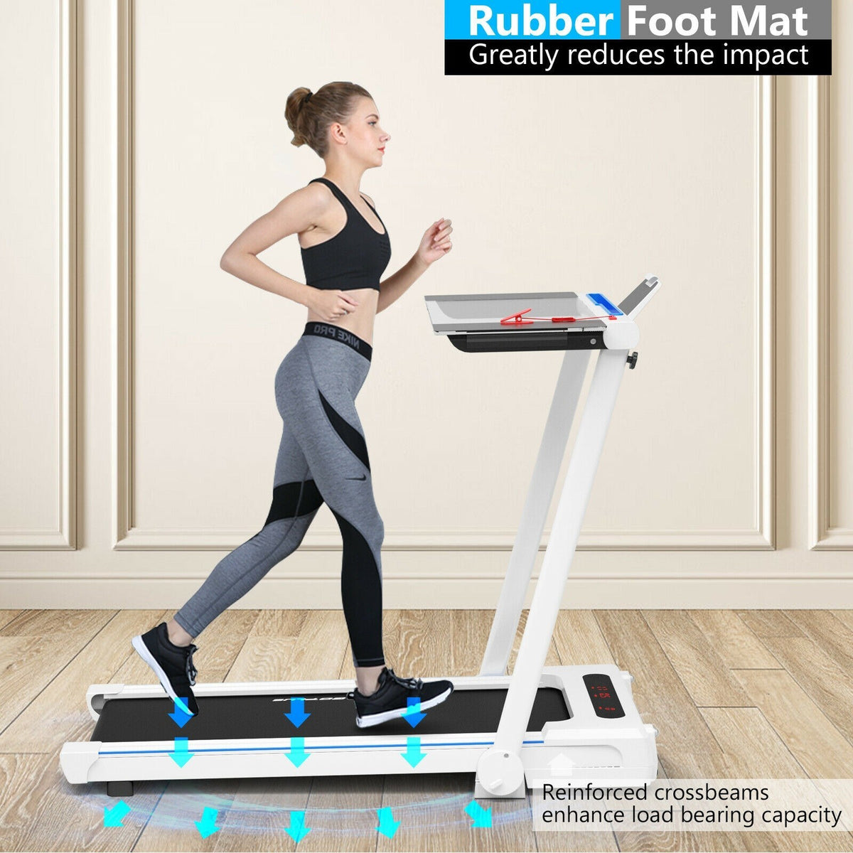 Folding Treadmill Running Machine with Table Speaker Remote
