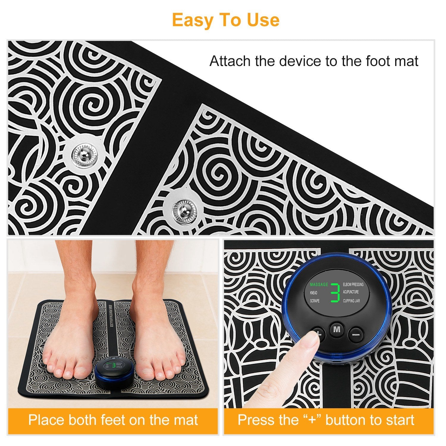 EMS Foot Massage Pad. Electric Stimulator Massager Rechargeable Unit. Leg Reshaping, Muscle Pain Relax