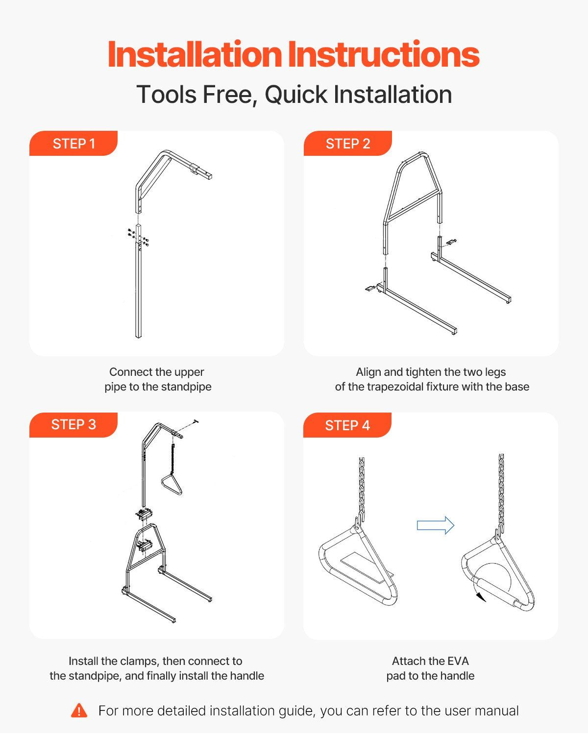 Trapeze Bar for Bed Mobility - 250LBS Bed Trapeze with Clamp and Floor Stand